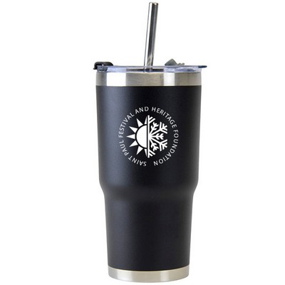 20 Oz. Stainless Double Wall Vacuum Insulated Travel Mug powder coated black